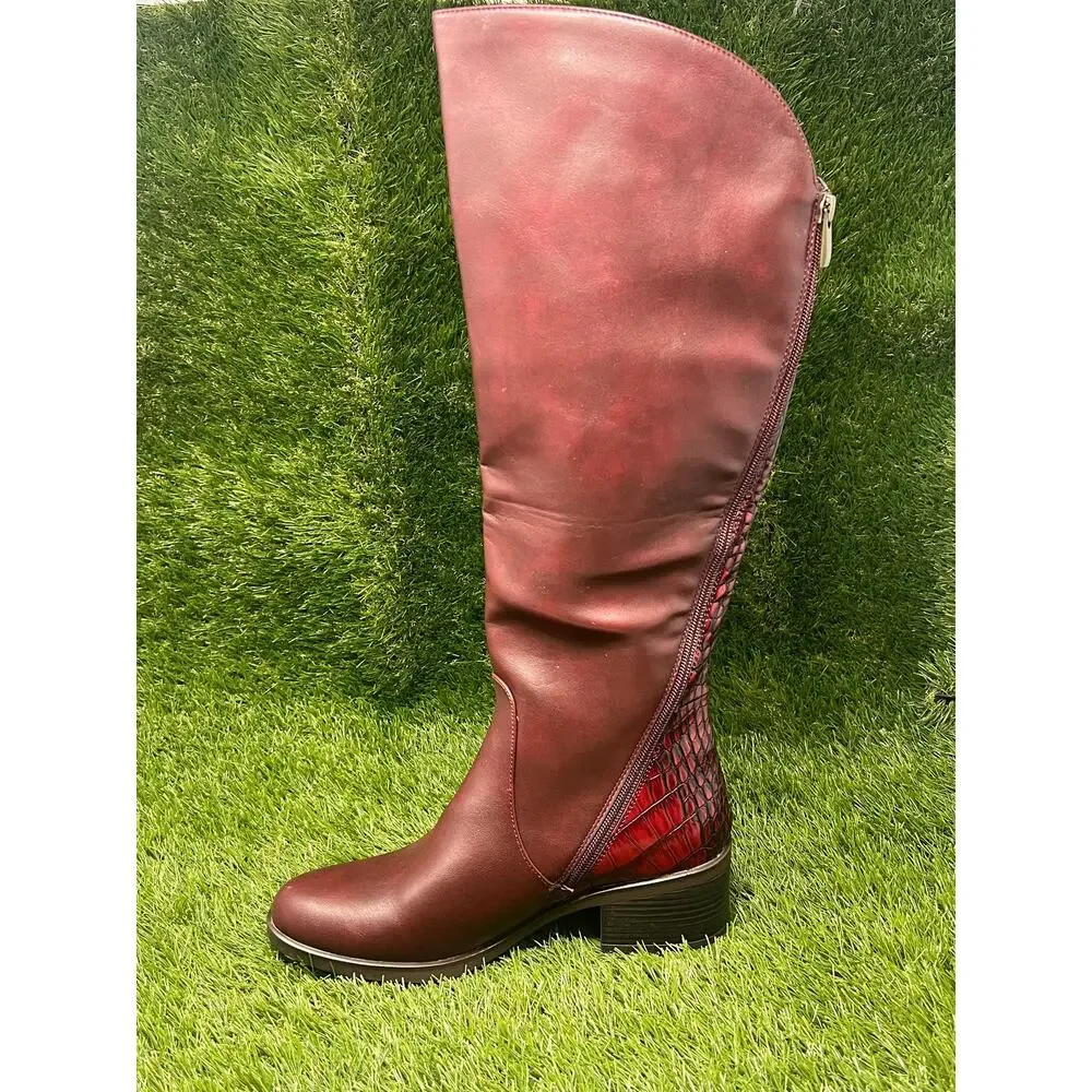 White Mountain Women's 8.5M Cushaw Cordovan Double Zip Tall Boots